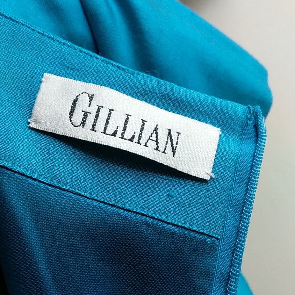 Gillian Turquoise Dress 100% Silk  Size 6 - Picture 4 of 5